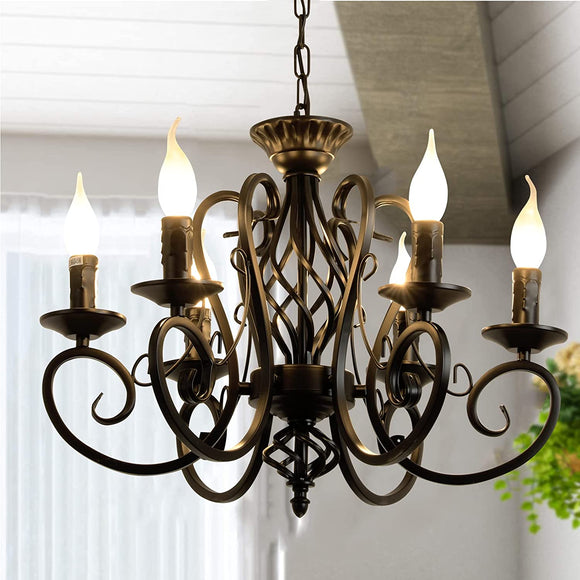 Black French Country Chandelier (6 Lights)