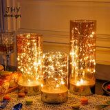 3 pc Glass LED Battery Operated Fairy Light Lamp (8-Key Remote Control)