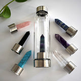 Natural Quartz Gemstone Glass Water Bottle