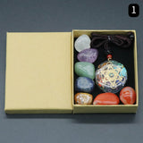 7 Chakra Healing Crystal - Orgonite Six-pointed Star Gemstone Pendant Set W/Gift Box