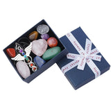 7 Chakra Healing Crystals, Gemstone Angel Wing Pendant Set W/Gift Box