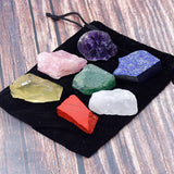 7 Chakra Healing Crystal Stones Set Rough Natural Gemstone W/Pouch