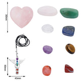 7 Chakra Healing Crystals, Gemstone Angel Wing Pendant Set W/Gift Box