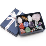 7 Chakra Healing Crystals, Gemstone Angel Wing Pendant Set W/Gift Box