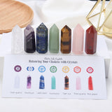 7 Chakra Healing Quartz Crystal Hexagonal Stone Set W/Gift Box