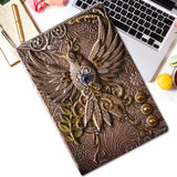 Embossed Leather Journal Writing Notebook 3D Phoenix Pattern Hardcover