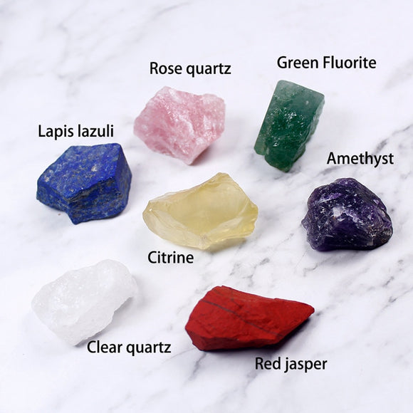 7 Chakra Healing Crystal Stones Set Rough Natural Gemstone W/Pouch