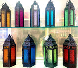 European Style Colored Glass Wind Lamp Candle Holders